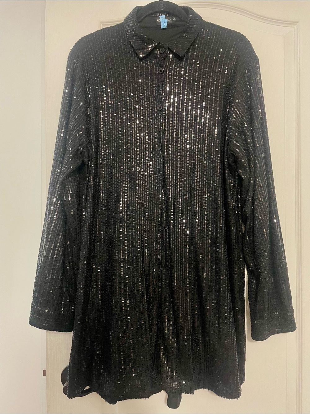 Luxxwear Black Sequin Celebration Top Size XL